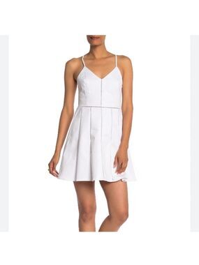 Parker White Pleated Juliet Racerback Mini Dress size medium